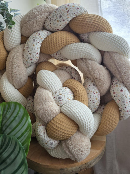 Tresse de lit 4 brins écru camel fourrure beige et printemps 3m