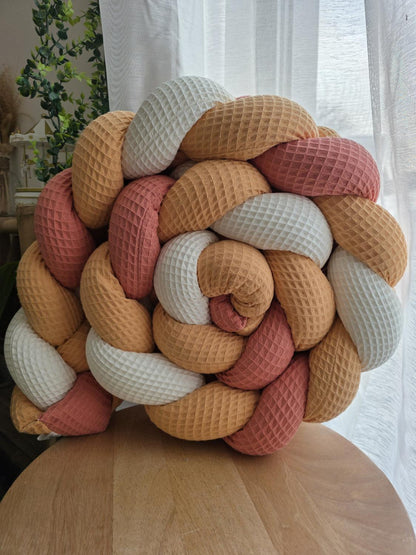 Tresse de lit 4 brins écru melon et corail 2m