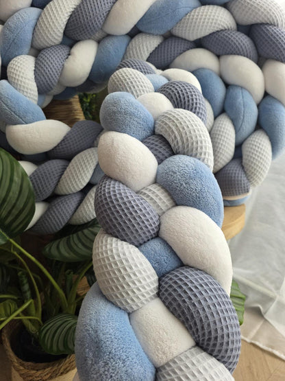 Tresse de lit 4 brins jean bleu doudou blanc et bleu 5.4m