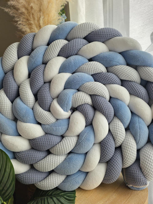 Tresse de lit 4 brins jean bleu doudou blanc et bleu 5.4m