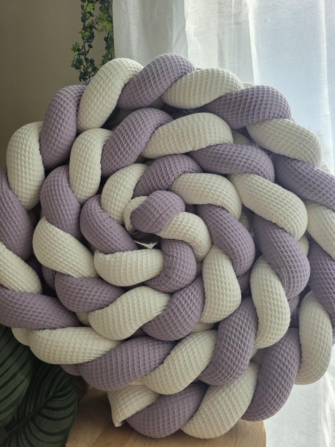 Tresse de lit 4 brins lavande et écru 5m