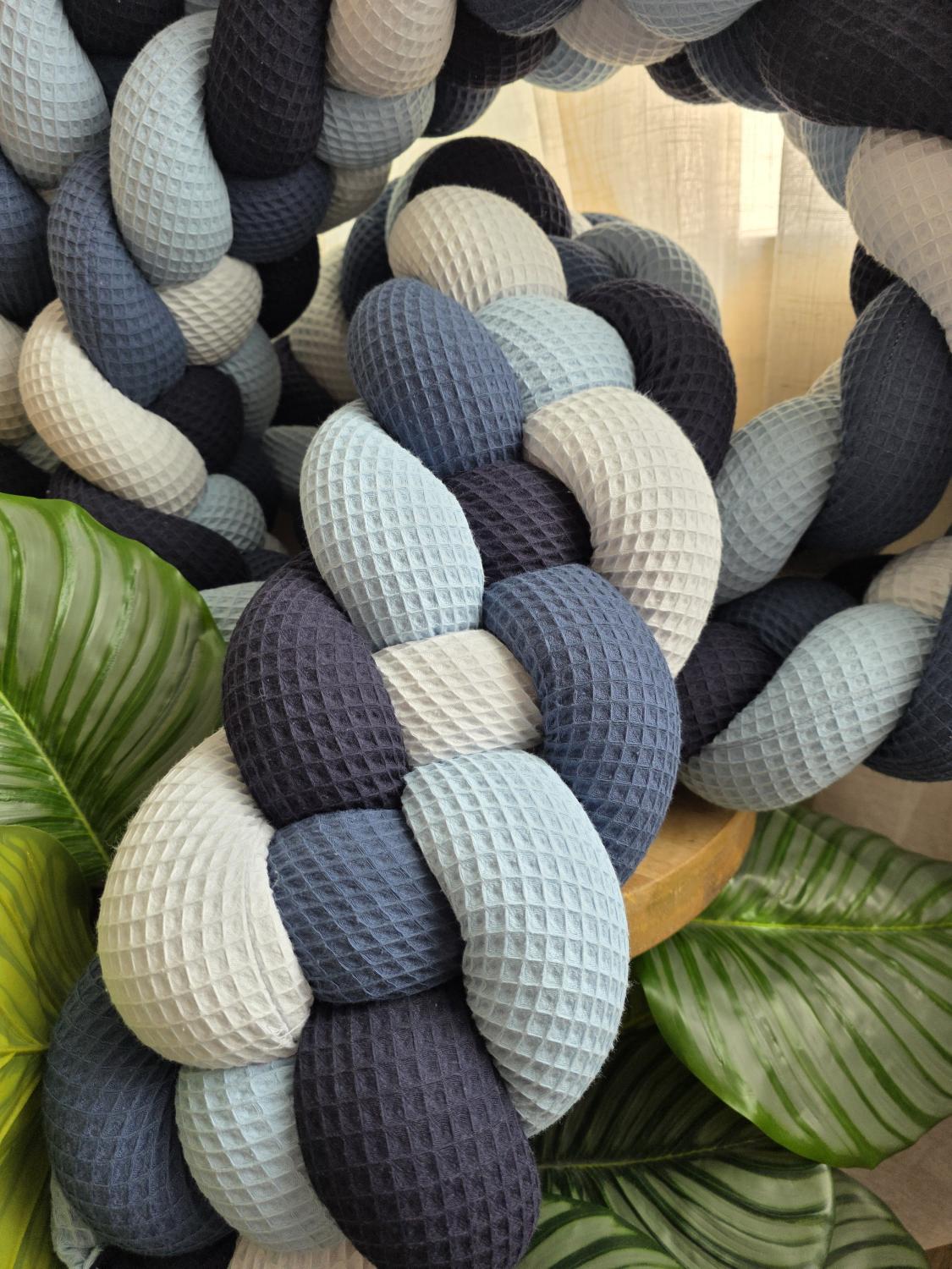 Tresse de lit 4 brins nid d'abeille 4 bleus 4,2m
