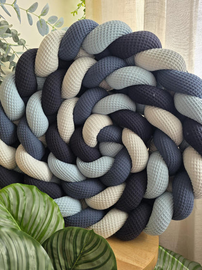 Tresse de lit 4 brins nid d'abeille 4 bleus 4,2m