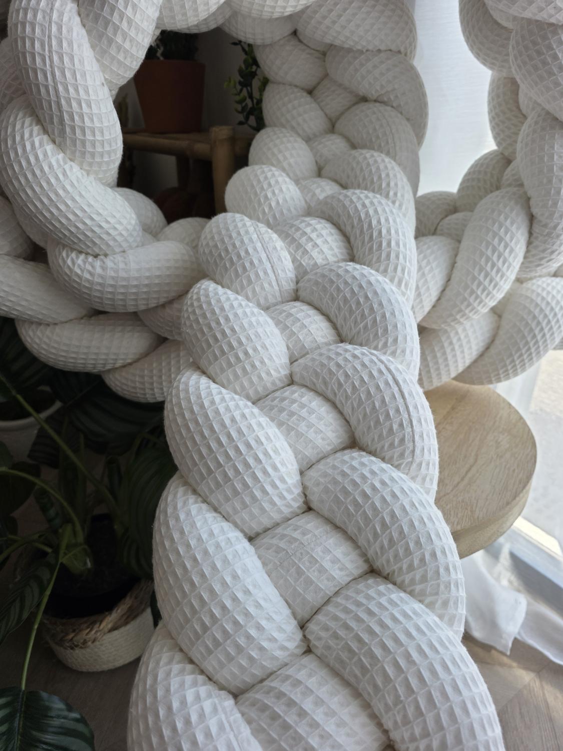 Tresse de lit 4 brins nid d'abeille écru 3,8m