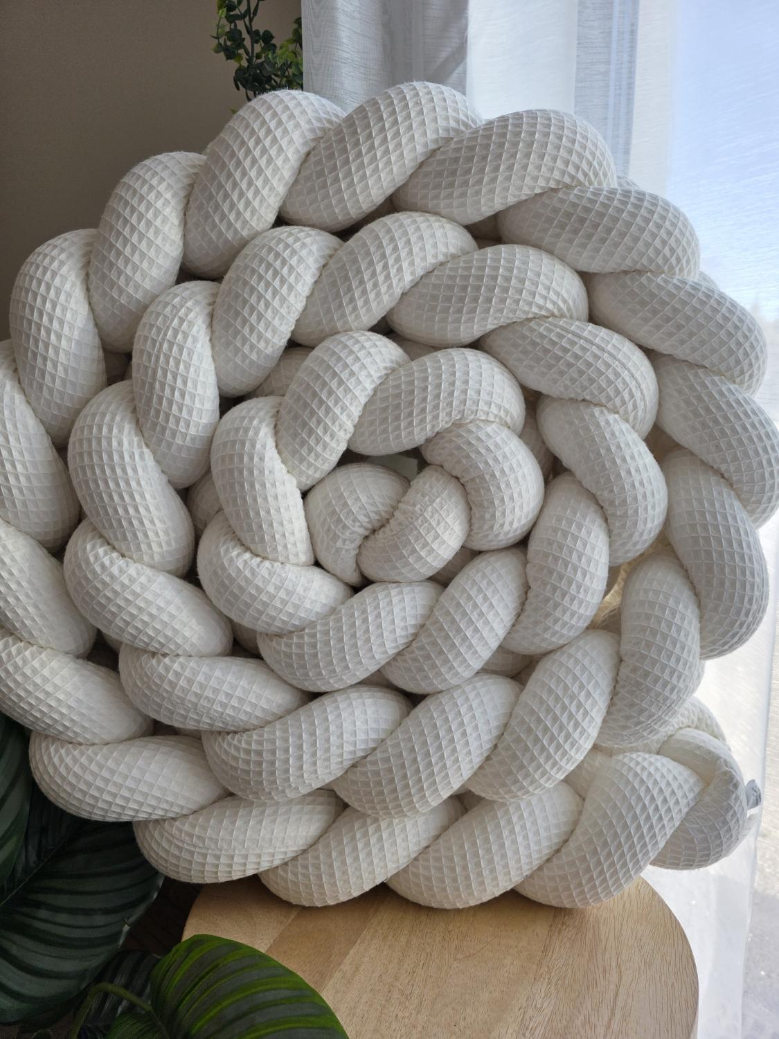 Tresse de lit 4 brins nid d'abeille écru 3,8m