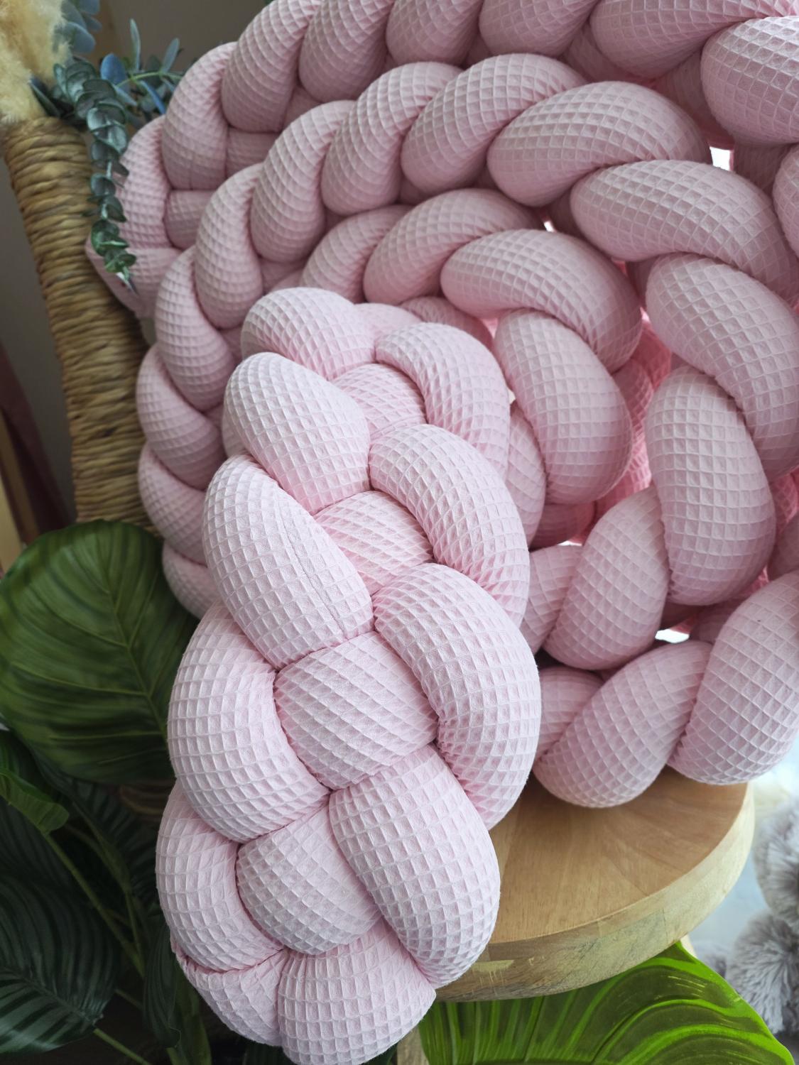 Tresse de lit 4 brins nid d'abeille rose 4.2m