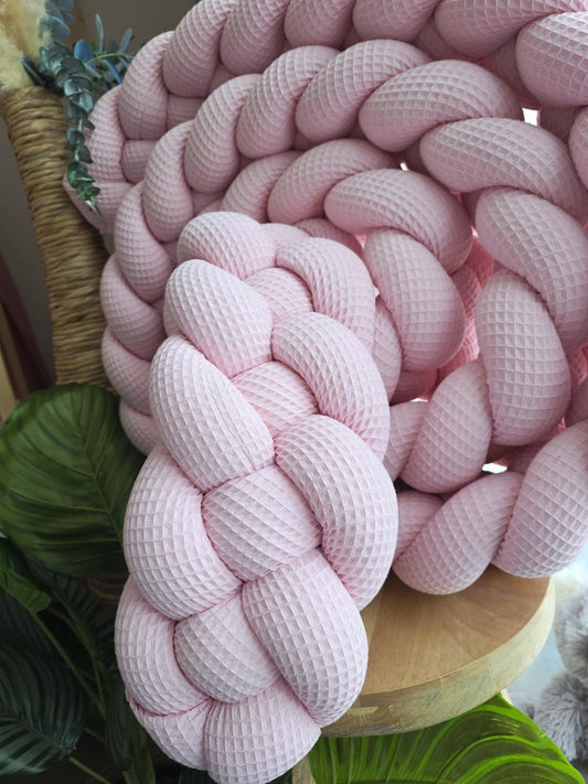 Tresse de lit 4 brins nid d'abeille rose 4.2m
