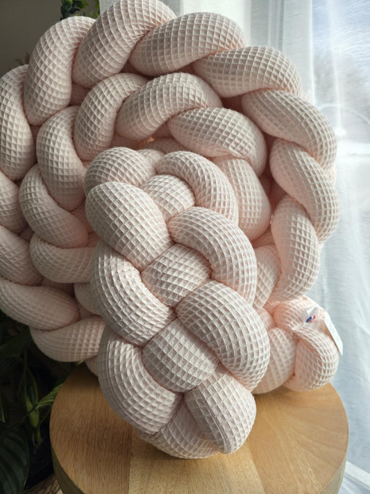 Tresse de lit 4 brins nid d'abeille rose pâle 3 m