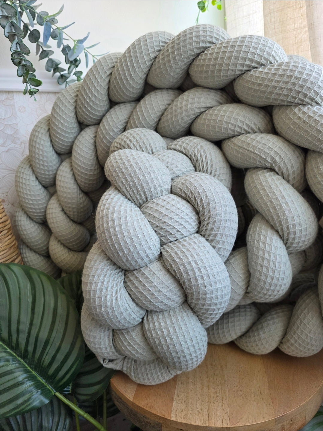 Tresse de lit 4 brins nid d'abeille sauge 4.2m