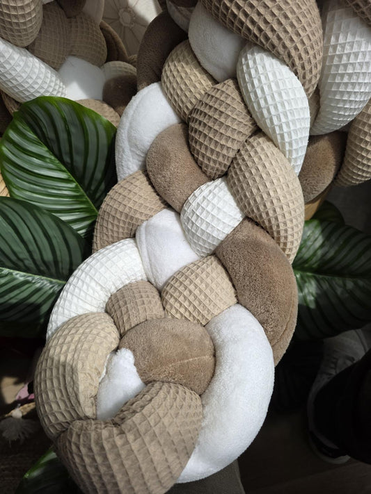 Tresse de lit 5 brins blanc beige Café doudou blanc et marron 4.2m
