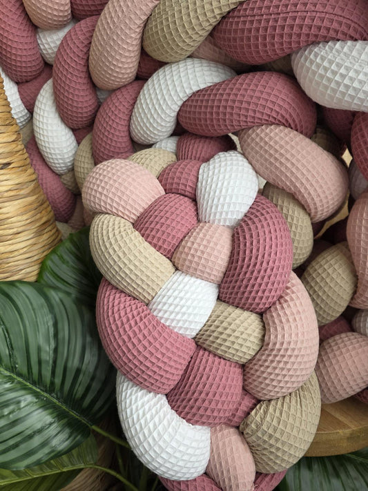 Tresse de lit 5 brins blanc beige poudré vieux rose 4,6m