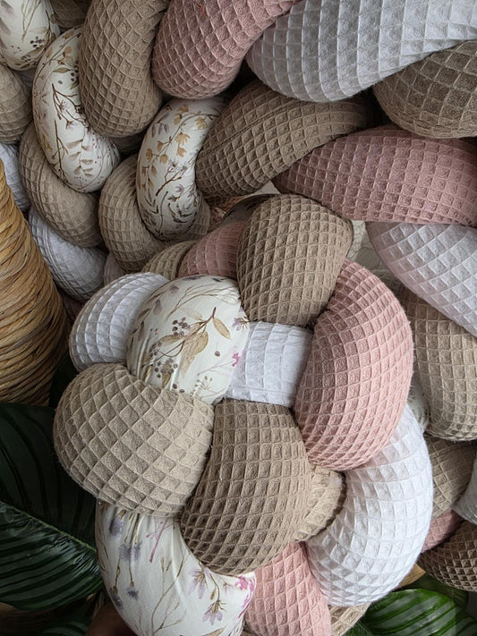 Tresse de lit 5 brins blanc poudré beige café et prairie 4.6m