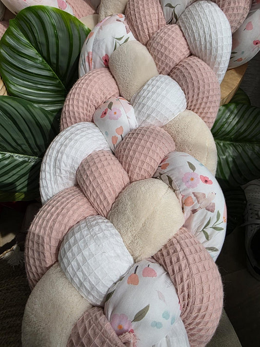 Tresse de lit 5 brins blanc poudré doudou beige et birdy 4.2m