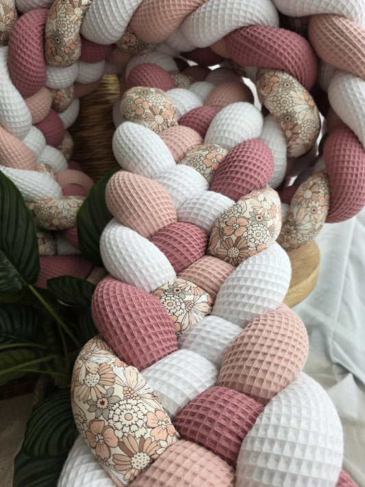 Tresse de lit 5 brins blanc poudré vieux rose et lilly berthy 3m