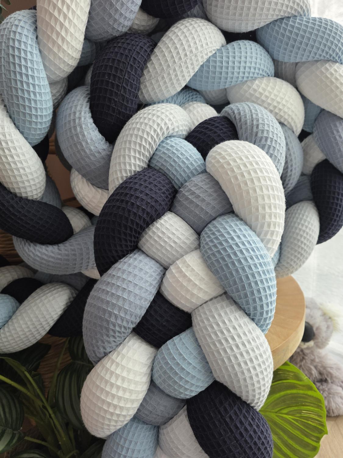 Tresse de lit 5 brins blanche et 4 bleus 4.2m