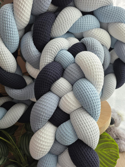 Tresse de lit 5 brins blanche et 4 bleus 4.2m