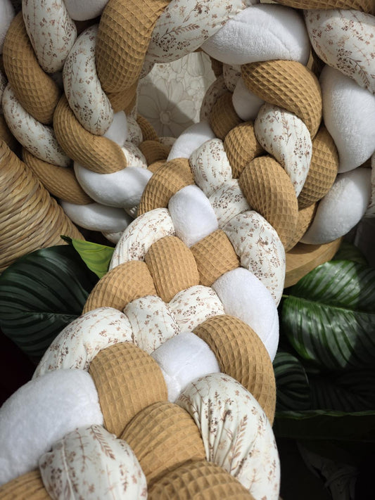 Tresse de lit 5 brins camel doudou blanc et fleurs des champs 4.5m