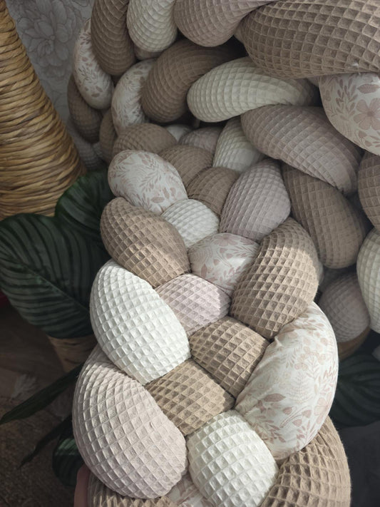 Tresse de lit 5 brins écru beige Café et fleurs pâles 3m