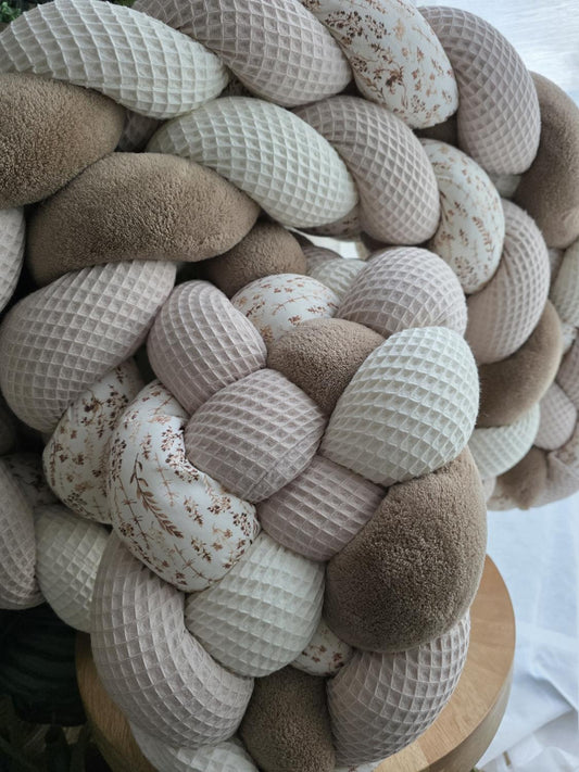 Tresse de lit 5 brins écru beige doudou marron et fleurs des champs 3m