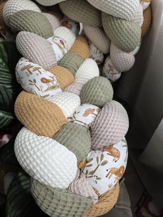 Tresse de lit 5 brins écru beige olive camel et crocodile 3.6m